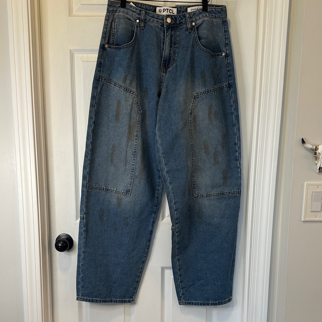 Ptcl Women’s Washed Blue Relaxed Carpenter Barrel Jeans Size 28